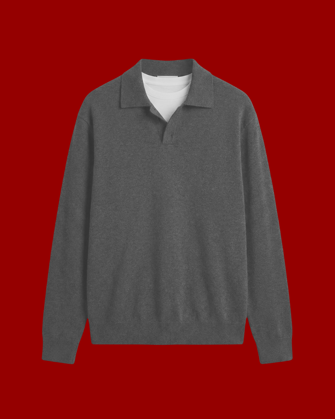 KNIT POLO SWEATSHIRT