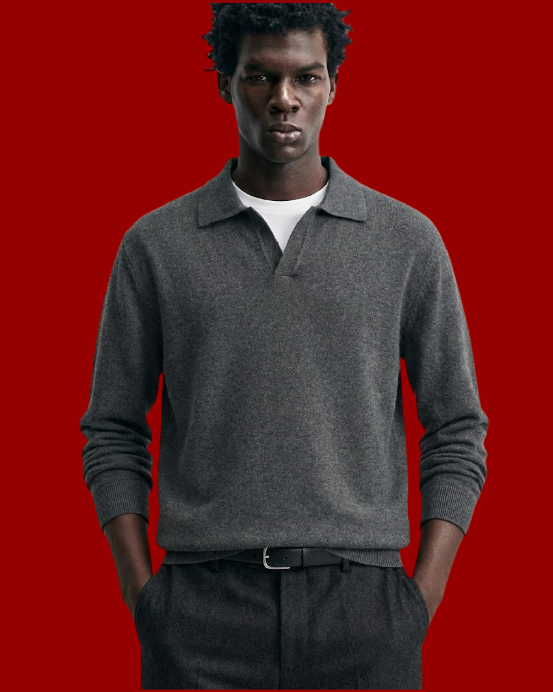 KNIT POLO SWEATSHIRT